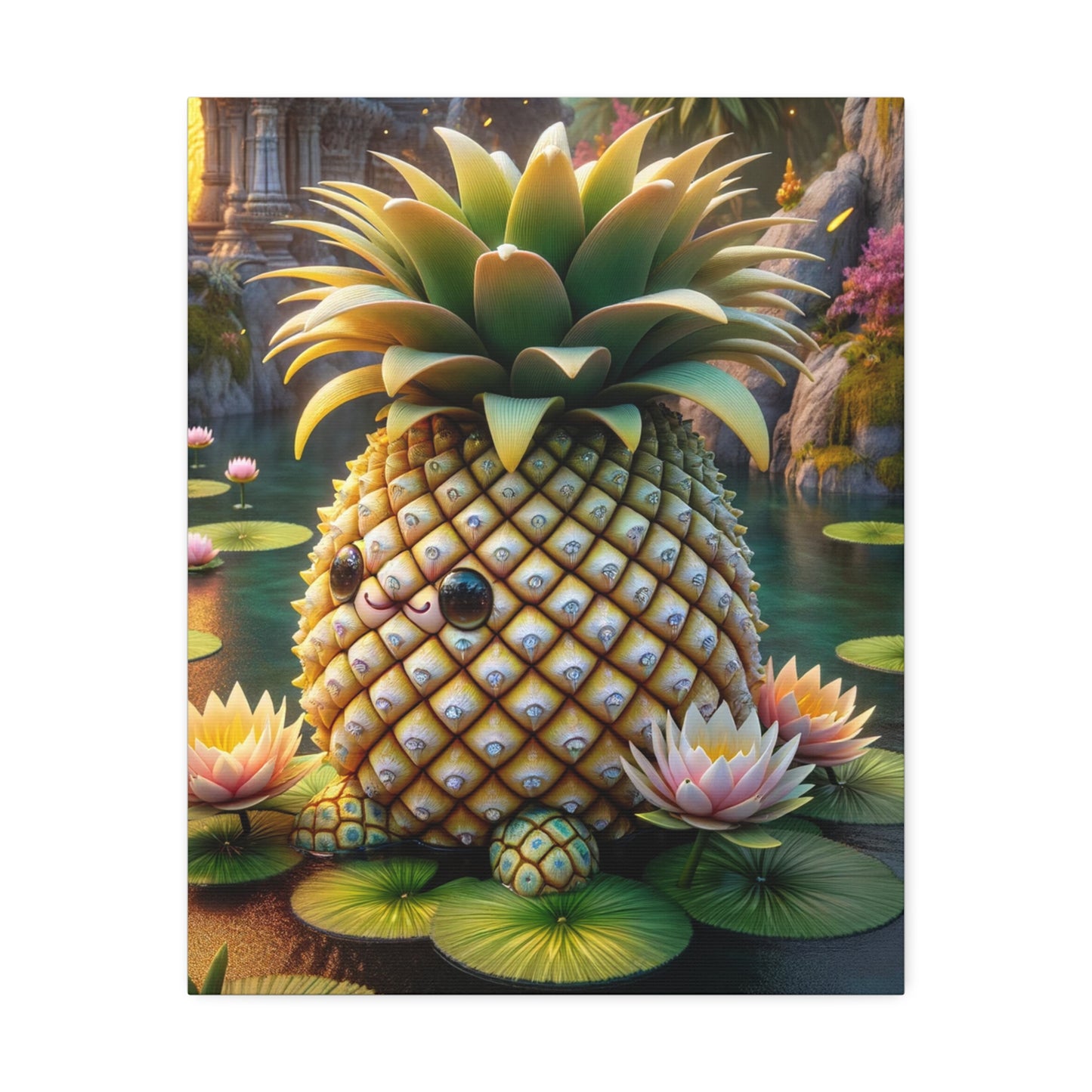 Canvas - Enchanted Pineapple: The Keeper of the Lotus Pond