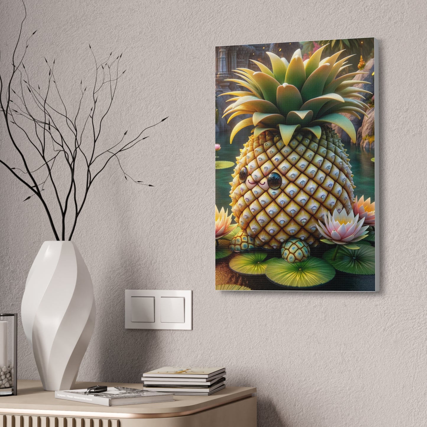 Canvas - Enchanted Pineapple: The Keeper of the Lotus Pond