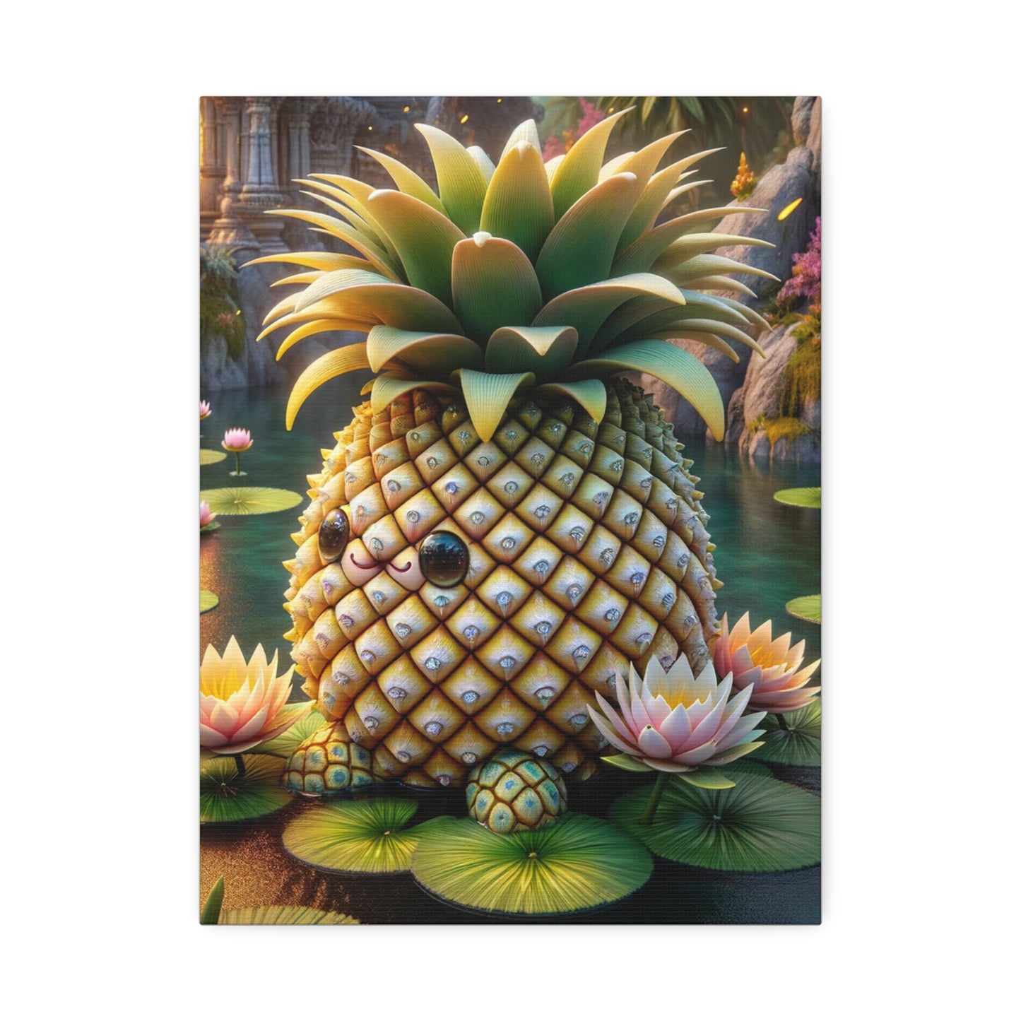 Canvas - Enchanted Pineapple: The Keeper of the Lotus Pond