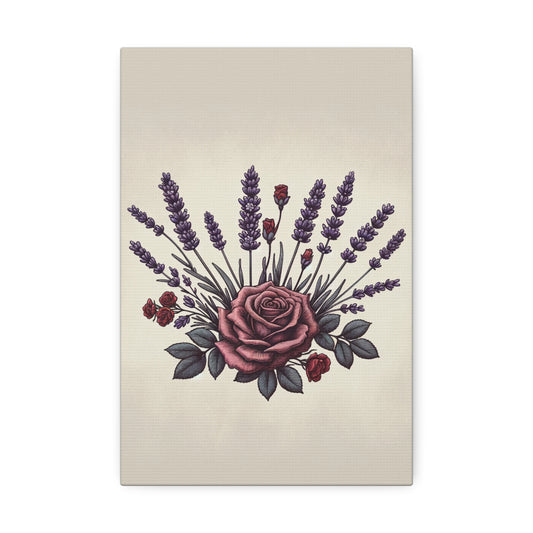 Canvas - Serene Blossoms: A Symphony of Lavender and Roses