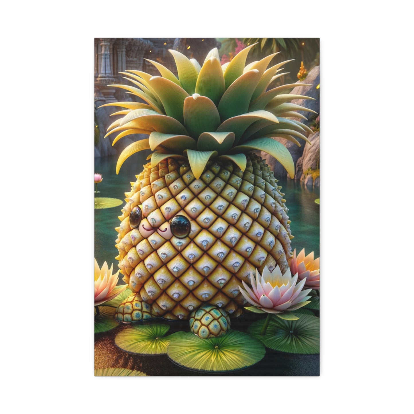 Canvas - Enchanted Pineapple: The Keeper of the Lotus Pond