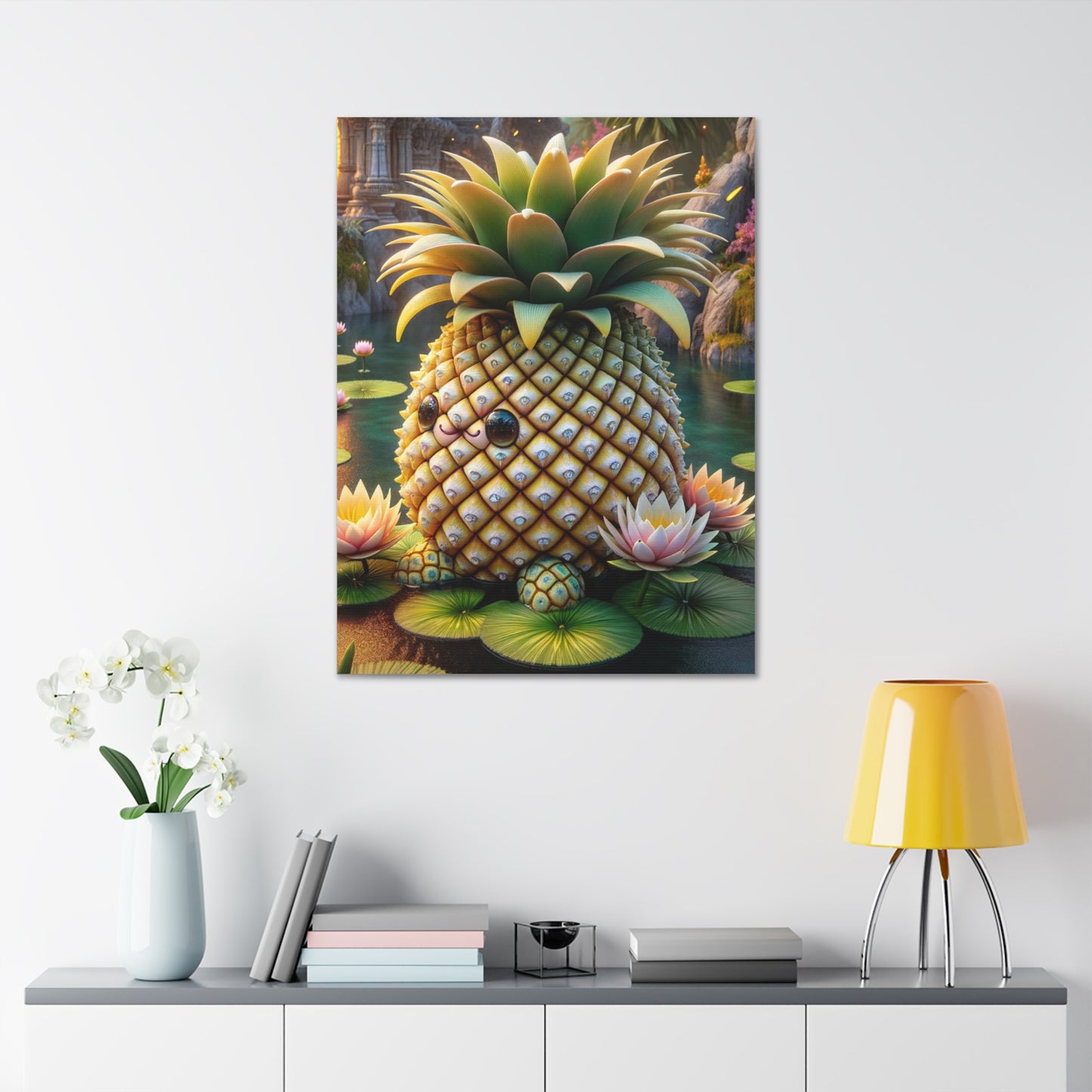 Canvas - Enchanted Pineapple: The Keeper of the Lotus Pond