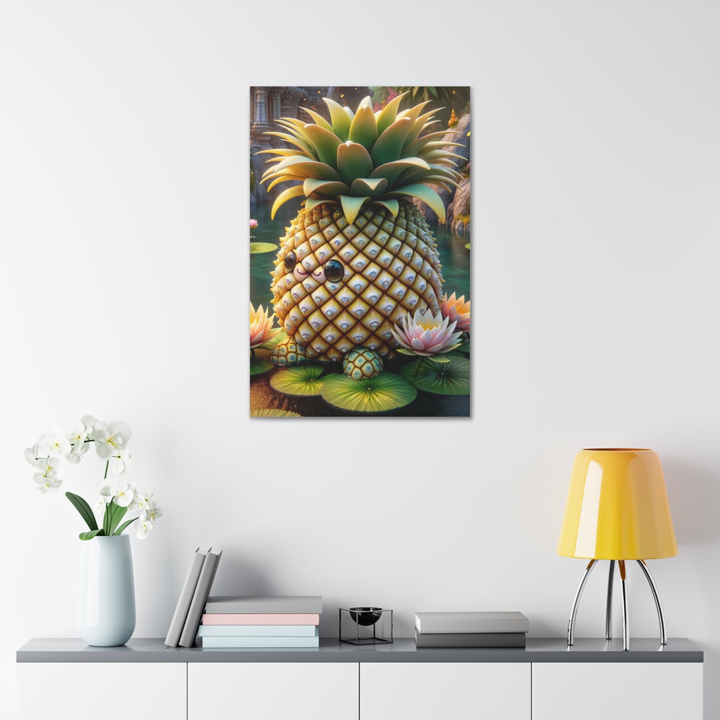 Canvas - Enchanted Pineapple: The Keeper of the Lotus Pond