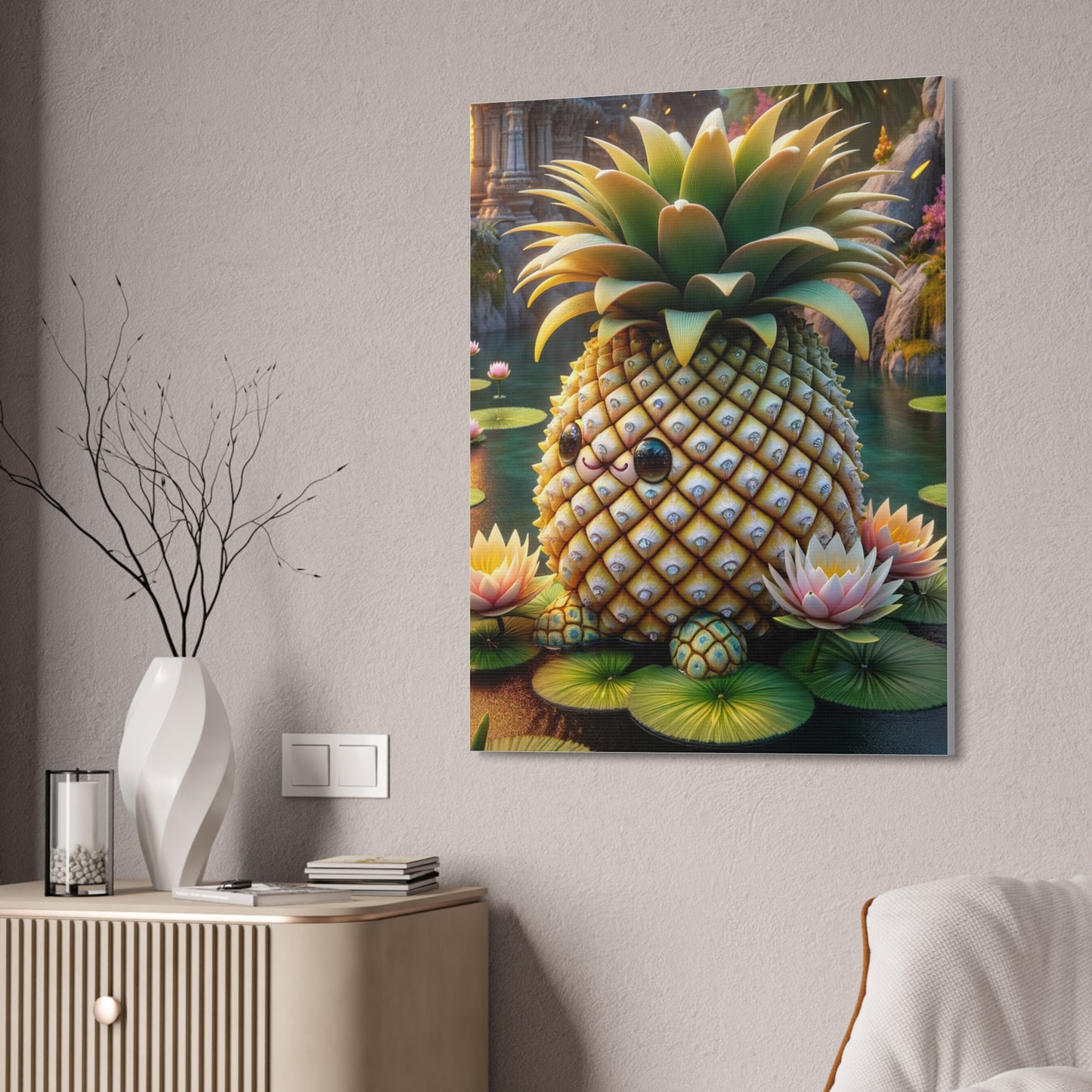 Canvas - Enchanted Pineapple: The Keeper of the Lotus Pond